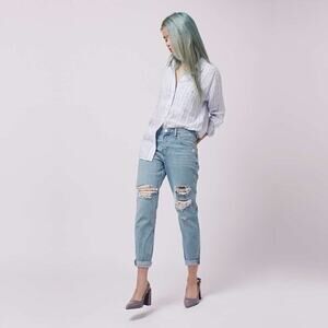 2/$30 Topshop Moto Hayden Jeans High Rise Ripped Straight Leg Mid W25 #9240